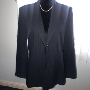 Navy blue pinstriped John Meyer blazer